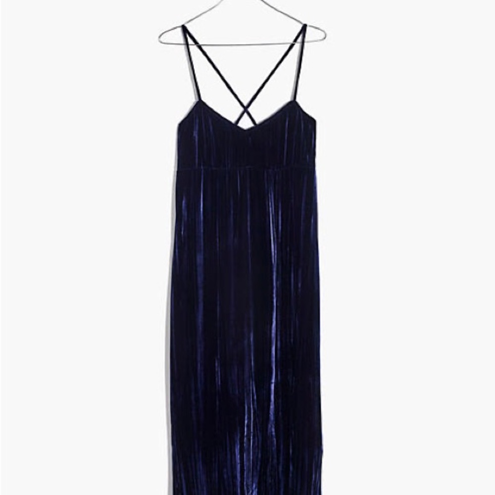Madewell Crushed Velvet Slip Dress M Blue